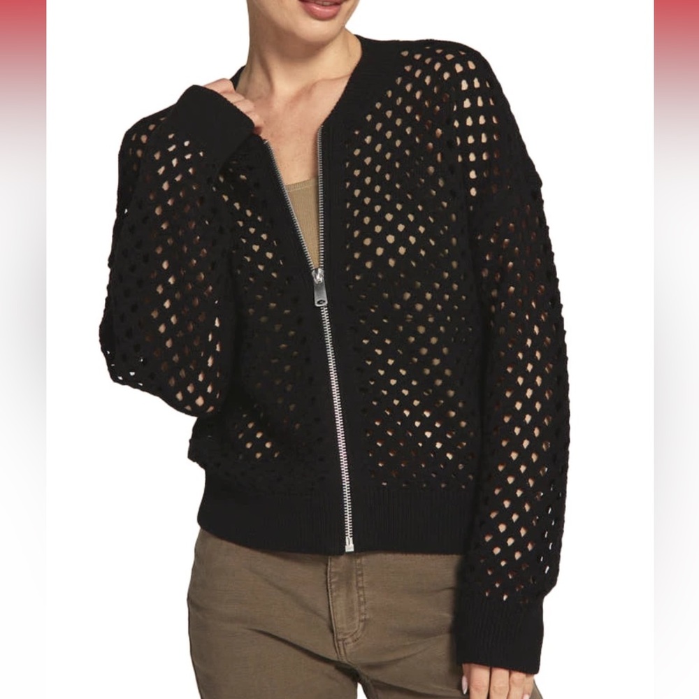NWT 7 Diamonds Rene Knit Bomber Jacket! Black